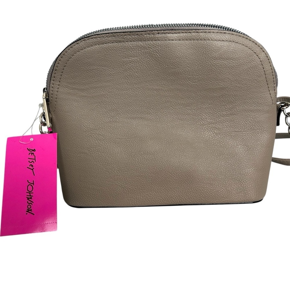 Betsey Johnson Vegan Dog Face Crossbody Bag Taupe Black Ivory NWT - Picture 3 of 6